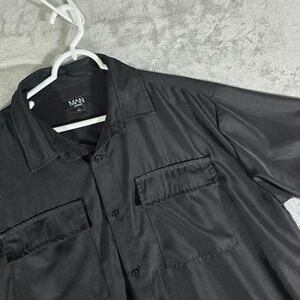 BoohooMAN‎ Black Button Up Short Sleeve Shirt with Pockets XL